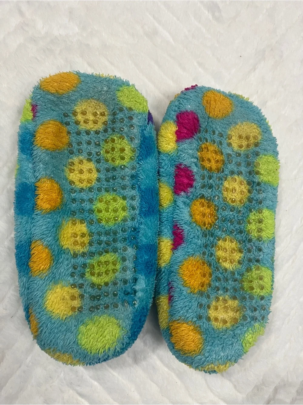 Toddler Slippers Socks Dots‎ Blue Size 6 girl girls slipper nonslip grippers